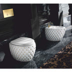 Casa Padrino Luxus WC Hochglanz Weiß / Gold 42 x 58 x H. 39 cm - Luxus Badezimmer Zubehör - Made in Italy