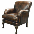 Casa Padrino Luxus Leder Sessel Antik Braun / Dunkelbraun 82 x 86 x H. 97 cm - Echtleder Möbel