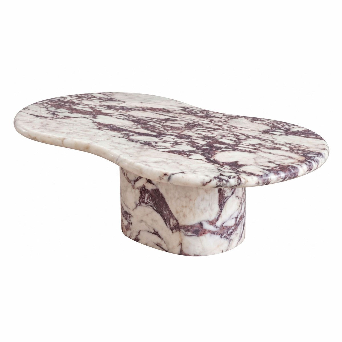 Casa Padrino Luxus Carrara Marmor Couchtisch Weiß / Lila 110 cm - Luxus Marmor Wohnzimmer Möbel