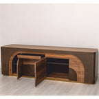 Casa Padrino Luxus Sideboard mit 4 Türen und 2 Schubladen Braun / Grau / Messing 226,5 cm - Luxus Möbel