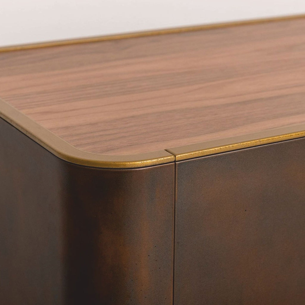 Casa Padrino Luxus Sideboard mit 4 Türen und 2 Schubladen Braun / Grau / Messing 226,5 cm - Luxus Möbel