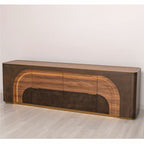 Casa Padrino Luxus Sideboard mit 4 Türen und 2 Schubladen Braun / Grau / Messing 226,5 cm - Luxus Möbel