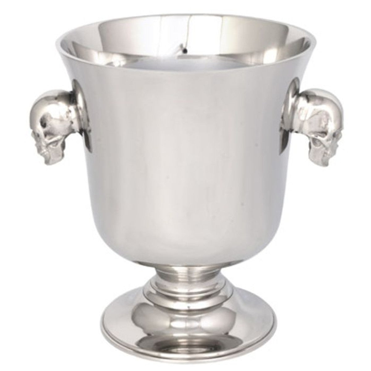 Casa Padrino Luxus Tisch Weinkühler / Sektkühler Skull Silber Nickel Finish 23 x 23 x H 27 cm - Hotel Accessoires