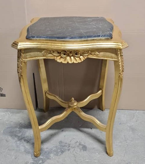 Casa Padrino Barock Beistelltisch mit Marmorplatte in Gold und Schwarz, 50 x 50 x 70 cm