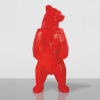 Casa Padrino XXL Deko Skulptur Bär Rot H. 190 cm - Abstrakte Deko Figur