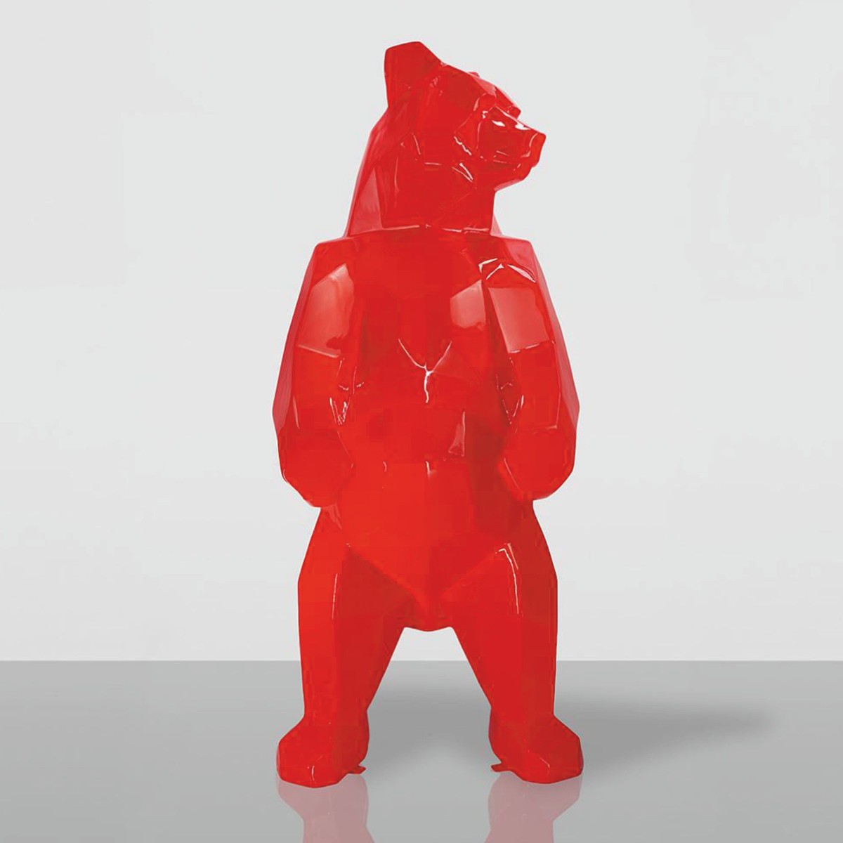Casa Padrino XXL Deko Skulptur Bär Rot H. 190 cm - Abstrakte Deko Figur