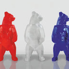 Casa Padrino XXL Deko Skulptur Bär Rot H. 190 cm - Abstrakte Deko Figur
