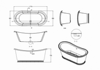 Casa Padrino freistehende Retro Badewanne Modell BAdm180 in Weiß, 1800 x 885 x 745 mm