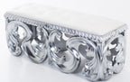 Casa Padrino Barock Luxus Sitzbank Lafayette aus massivem Eichenholz in Silber und Creme, 120 x 50 x 55 cm