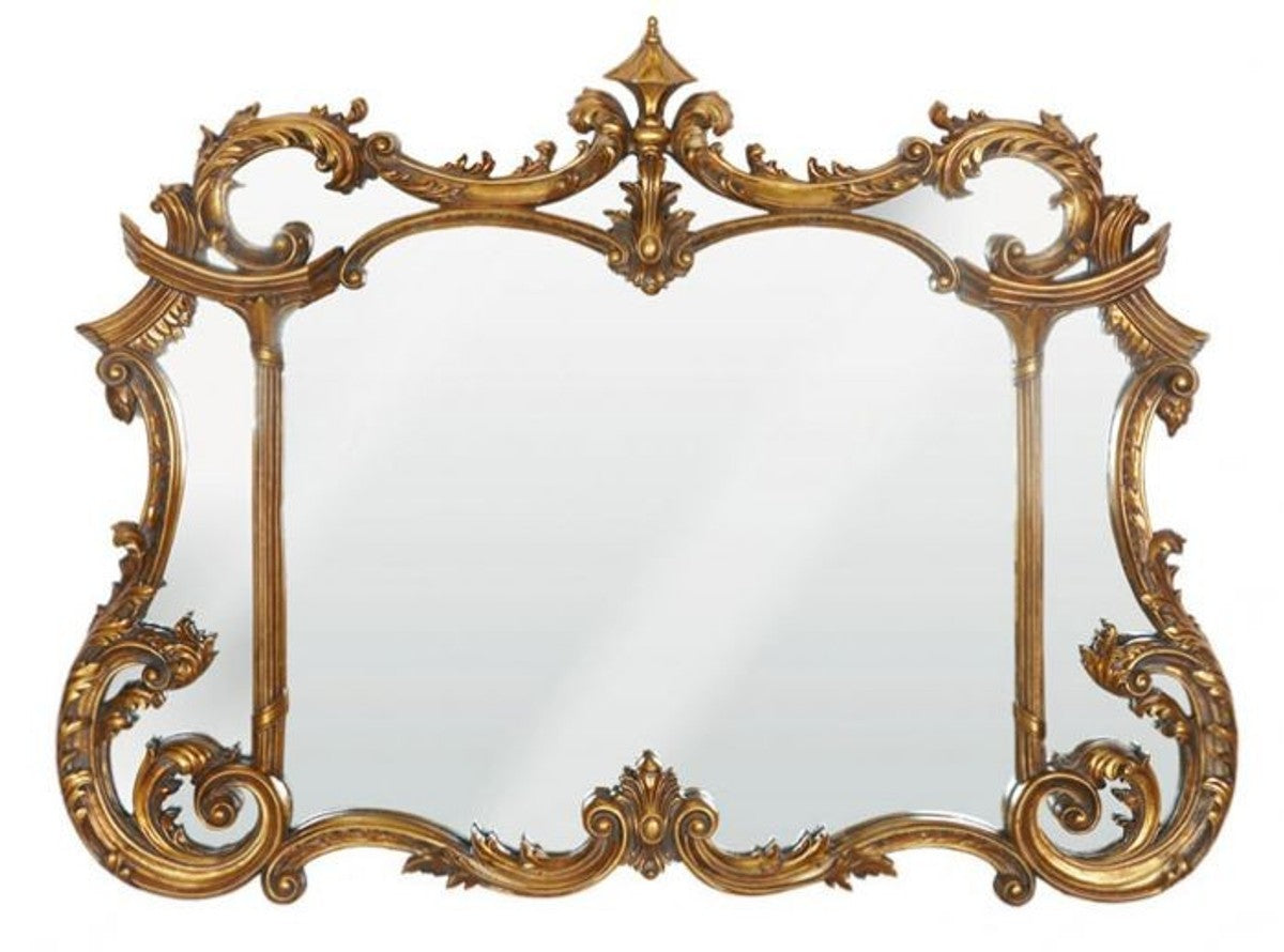 Casa Padrino Barock Wandspiegel Gold - Prunkvoller Antik Stil Spiegel, H 99 cm, B 128 cm