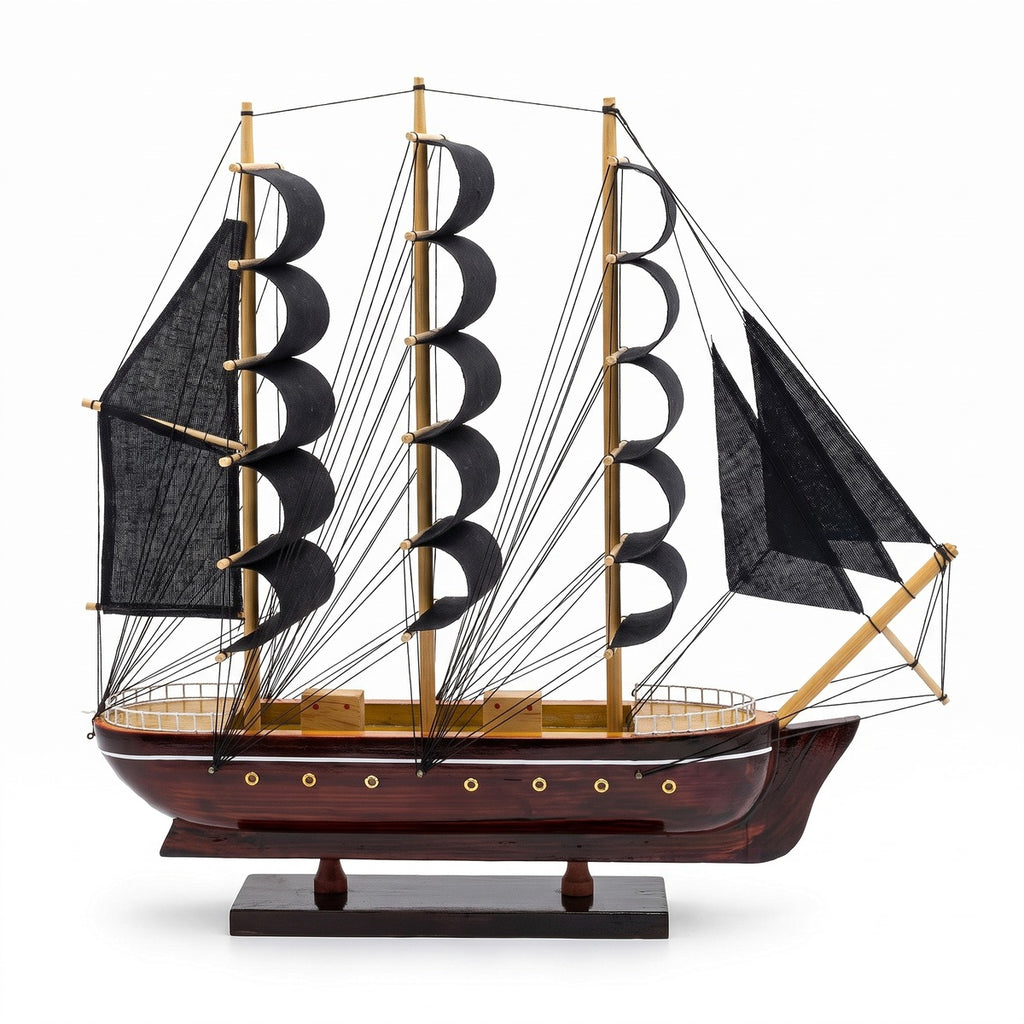Casa Padrino Deko Segelschiff Belem mit Massivholz Ständer Braun / Schwarz - Verschiedene Größen - Handgefertigtes Schiff Holzschiff - Deko Accessoires (KI Studio)
