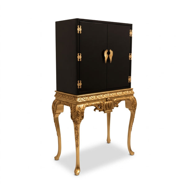 Pompöös by Casa Padrino Luxus Barock Barschrank Schwarz / Gold - Pompööser Barock Weinschrank designed by Harald Glööckler - Barock Bar Möbel - Edel & Prunkvoll
