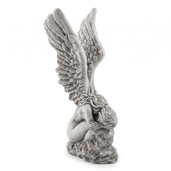 Casa Padrino sculpture décorative baroque femme avec ailes blanc / gris 56 x 63 x H. 110 cm - Décoration de jardin figure en pierre - Accessoires Décoration Jardin et Terrasse