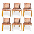 Casa Padrino Luxus Leder Esszimmer Stuhl Set Vintage Braun / Hellbraun 56 x 52 x H. 81 cm - Echtleder Küchen Stühle 6er Set - Esszimmer Möbel - Leder Möbel - Luxus Möbel - Luxus Einrichtung (KI Studio)