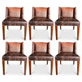 Casa Padrino Luxus Leder Esszimmer Stuhl Set Vintage Dunkelbraun / Braun 56 x 52 x H. 81 cm - Echtleder Küchen Stühle 6er Set - Esszimmer Möbel - Leder Möbel - Luxus Möbel - Luxus Einrichtung (KI Studio)