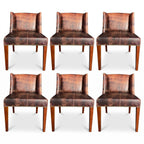 Casa Padrino Luxus Leder Esszimmer Stuhl Set Vintage Dunkelbraun / Braun 56 x 52 x H. 81 cm - Echtleder Küchen Stühle 6er Set - Esszimmer Möbel - Leder Möbel - Luxus Möbel - Luxus Einrichtung (KI Studio)
