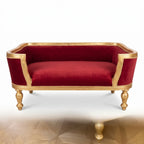 Casa Padrino Barock Hundebett & Katzenbett Bordeauxrot / Gold - Handgefertigtes Hunde & Katzen Sofa im Barockstil - Barock Hunde & Katzen Möbel - Barock Tiermöbel (KI Studio)