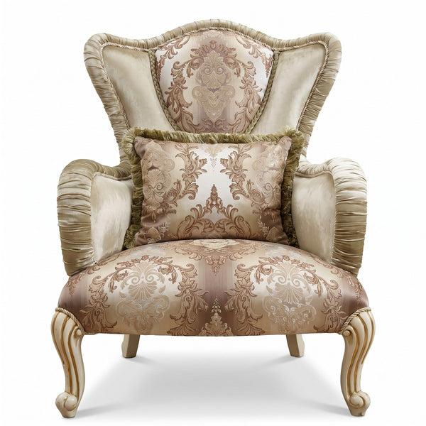 Casa Padrino poltrona barocco di lusso verde / multicolore / crema / marrone - Magnifica poltrona da soggiorno con motivo elegante - Mobili da soggiorno di lusso in stile barocco - Mobili barocchi