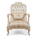 Casa Padrino Luxus Barock Sessel Silber / Mehrfarbig / Creme / Gold - Prunkvoller Wohnzimmer Sessel mit elegantem Muster - Luxus Wohnzimmer Möbel im Barockstil - Barock Möbel - Edel & Prunkvoll (KI Studio)
