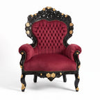 Casa Padrino Barock Wohnzimmer Sessel Bordeauxrot / Schwarz / Gold - Handgefertigter Antik Stil Wohnzimmer Sessel mit edlem Satinstoff - Wohnzimmer Möbel - Barock Möbel - Edel & Prunkvoll (KI Studio)
