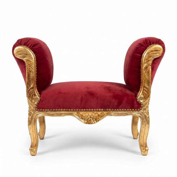 Casa Padrino Barock Schemel Rot / Gold - Handgefertigter Antik Stil Hocker - Barockstil Hocker - Wohnzimmer Möbel im Barockstil - Barockstil Möbel - Barock Möbel - Barock Einrichtung
