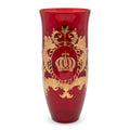 Pompöös by Casa Padrino Luxus Vase mit 24 Karat Vergoldung Rot / Gold Ø 12,3 x H. 30 cm - Pompööse Blumenvase designed by Harald Glööckler - Handgefertigt und per Hand bemalt - Edel & Prunkvoll (KI Studio)