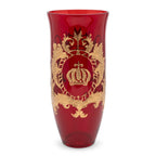 Pompöös by Casa Padrino Luxus Vase mit 24 Karat Vergoldung Rot / Gold Ø 12,3 x H. 30 cm - Pompööse Blumenvase designed by Harald Glööckler - Handgefertigt und per Hand bemalt - Edel & Prunkvoll (KI Studio)