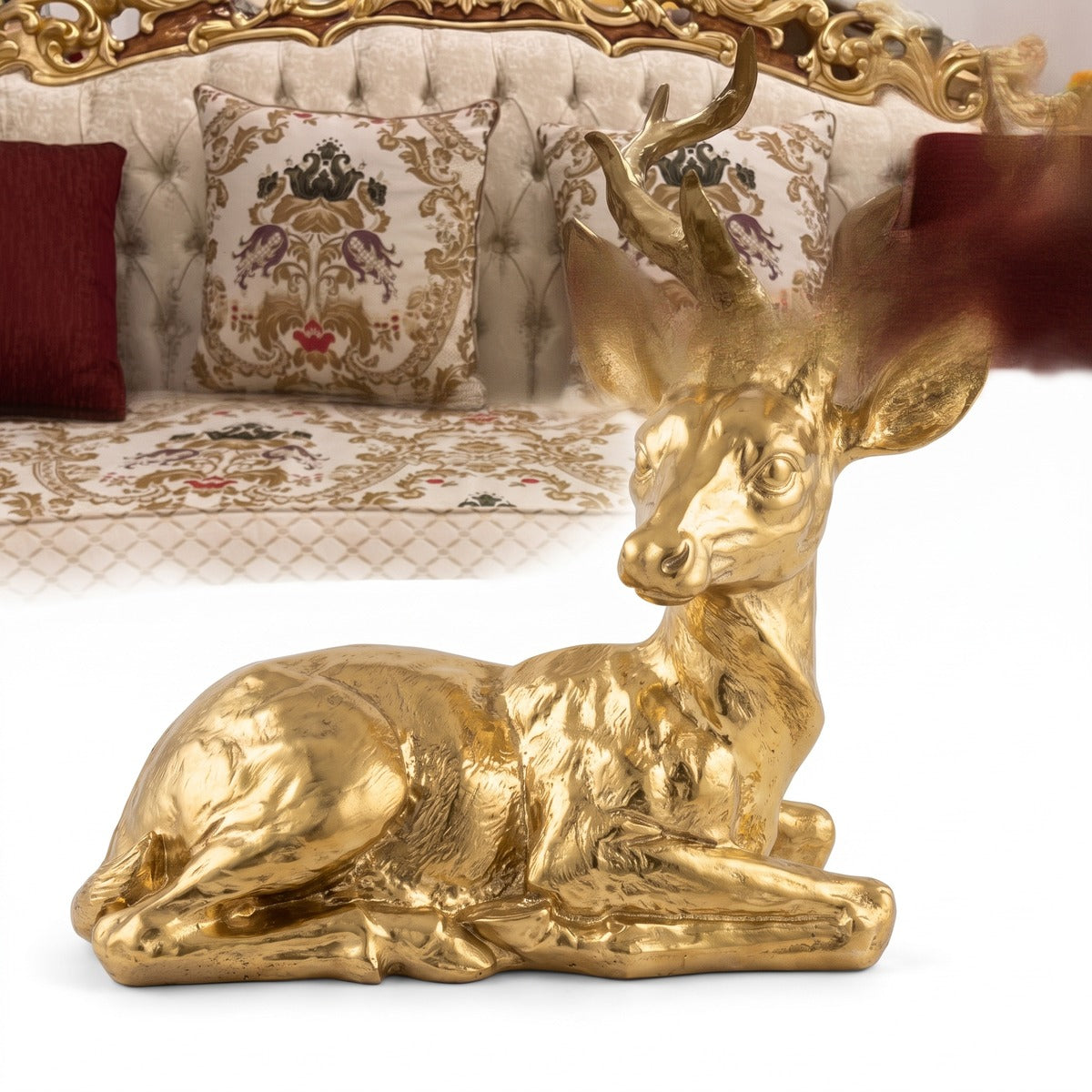 Casa Padrino Luxus Dekofigur Reh 49 x 20 x H. 39 cm - Wetterbeständige Deko Skulptur - Wohnzimmer Deko Figur - Schreibtisch Deko Figur - Garten Deko - Luxus Deko Tierfigur (KI Studio)