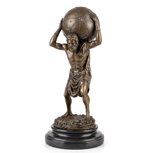 Casa Padrino sculpture en bronze Art Nouveau homme avec boule bronze / noir 14 x 14 x H. 33 cm - Figure en bronze - Figure décorative - Décoration de bureau - Accessoires de décoration
