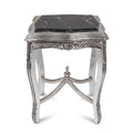 Casa Padrino Barock Beistelltisch Silber / Schwarz - Handgefertigter Antik Stil Massivholz Tisch mit Marmorplatte - Wohnzimmer Möbel im Barockstil - Antik Stil Möbel - Barock Möbel (KI Studio)