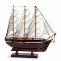 Casa Padrino Deko Segelschiff Belem Braun / Weiß / Naturfarben 20 x 5 x H. 20 cm - Handgefertigtes Deko Schiff - Deko Holzschiff - Modellschiff - Deko Accessoires (KI Studio)