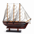 Casa Padrino Deko Segelschiff Belem Braun / Weiß / Naturfarben 20 x 5 x H. 20 cm - Handgefertigtes Deko Schiff - Deko Holzschiff - Modellschiff - Deko Accessoires (KI Studio)