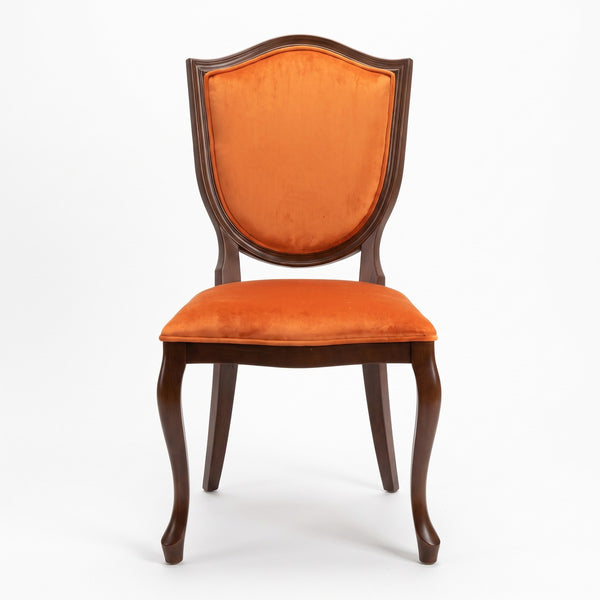 Casa Padrino Art Deco Esszimmer Stuhl Orange / Dunkelbraun - Art Deco Massivholz Stuhl - Art Deco Esszimmermöbel - Art Deco Möbel - Art Deco Einrichtung - Möbel im Art Deco Stil