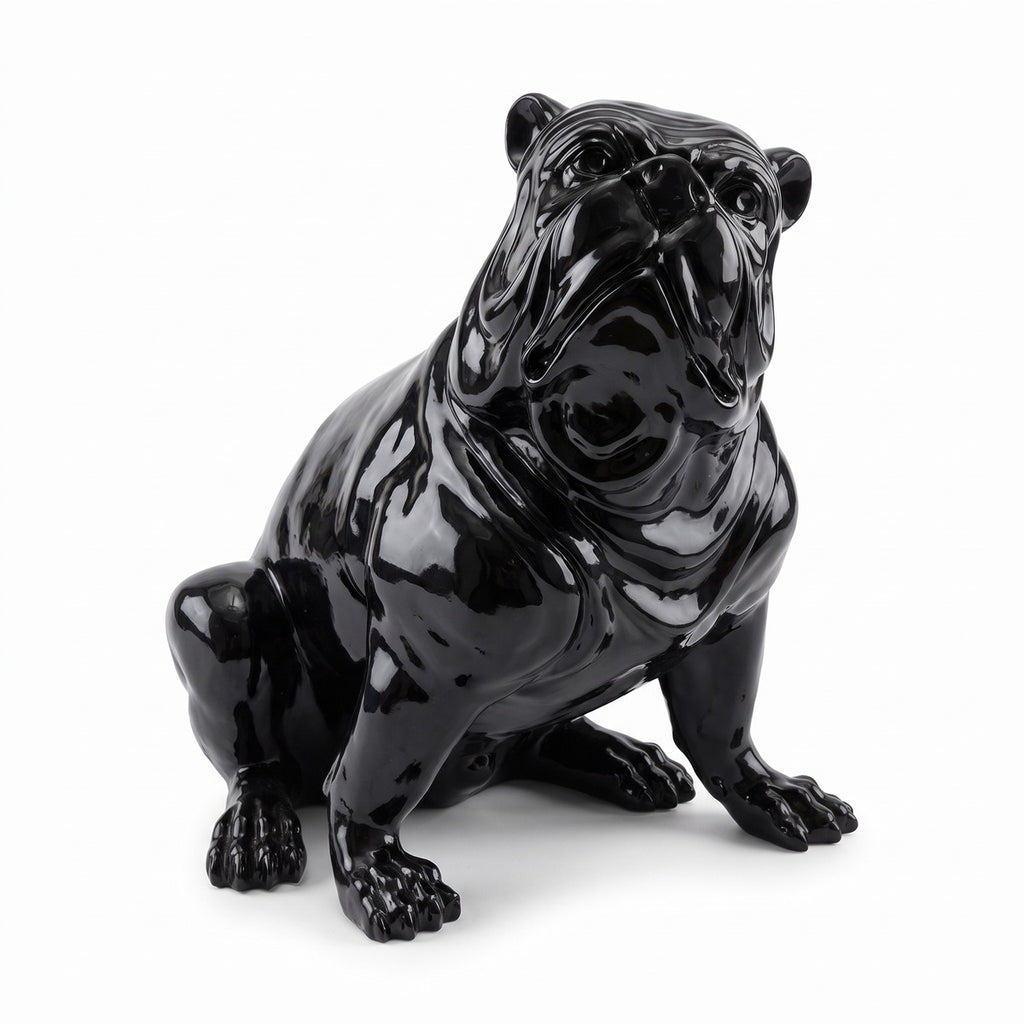 Casa Padrino Luxus Deko Figur Hund Bulldogge Schwarz H. 50 cm - Wetterbeständige Deko Skulptur - Wohnzimmer Deko - Garten Deko (KI Studio)