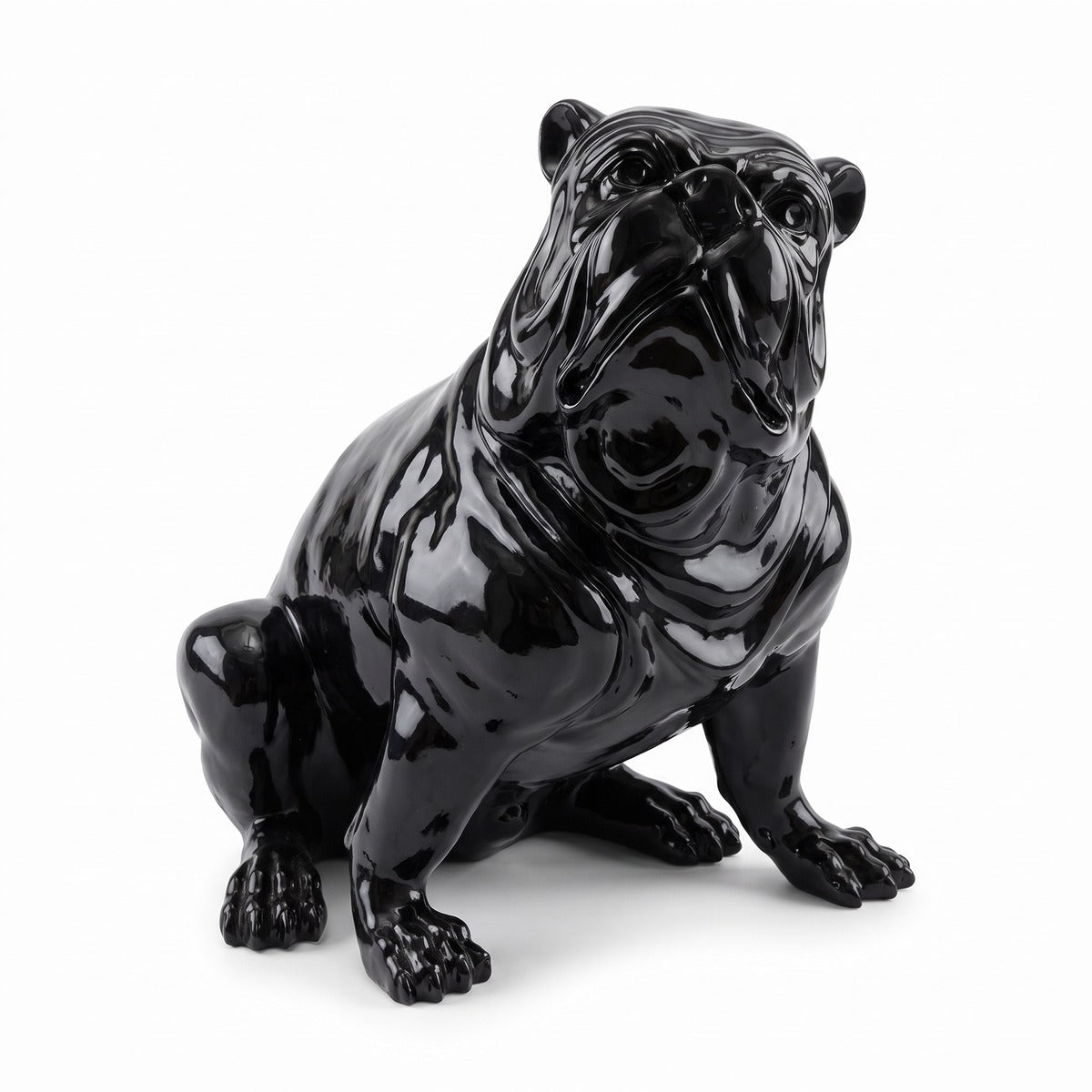 Casa Padrino Luxus Deko Figur Hund Bulldogge Schwarz H. 50 cm - Wetterbeständige Deko Skulptur - Wohnzimmer Deko - Garten Deko (KI Studio)