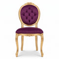 Casa Padrino Luxus Barock Esszimmer Stuhl Lila / Gold - Handgefertigter Antik Stil Stuhl mit edlem Samtstoff - Esszimmer Möbel im Barockstil - Barock Möbel - Barock Einrichtung (KI Studio)
