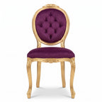 Casa Padrino Luxus Barock Esszimmer Stuhl Lila / Gold - Handgefertigter Antik Stil Stuhl mit edlem Samtstoff - Esszimmer Möbel im Barockstil - Barock Möbel - Barock Einrichtung (KI Studio)