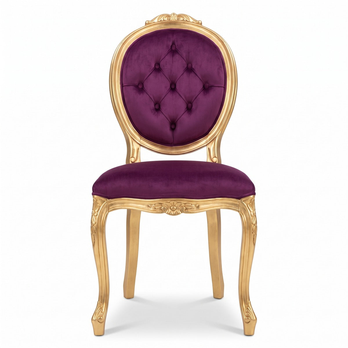 Casa Padrino Luxus Barock Esszimmer Stuhl Lila / Gold - Handgefertigter Antik Stil Stuhl mit edlem Samtstoff - Esszimmer Möbel im Barockstil - Barock Möbel - Barock Einrichtung (KI Studio)