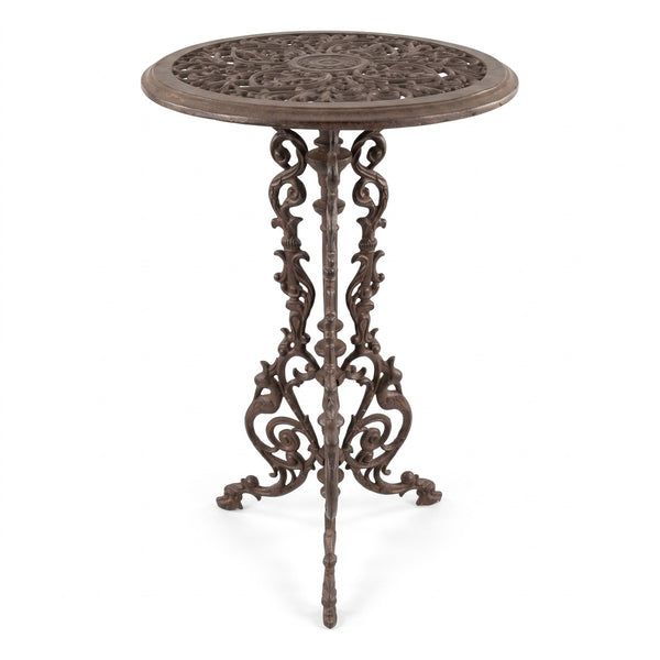 Casa Padrino Art Nouveau garden side table antique brown Ø 36 x H. 70 cm - Round metal garden table - Round flower table - Baroque & Art Nouveau garden furniture