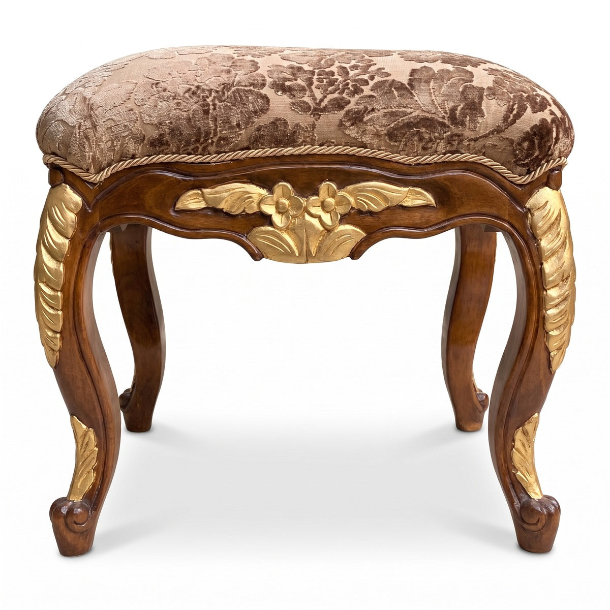 Pompöös by Casa Padrino Luxus Barock Sitzhocker Braun / Gold - Pompööser Barock Hocker designed by Harald Glööckler - Pompööse Barock Möbel (KI Studio)