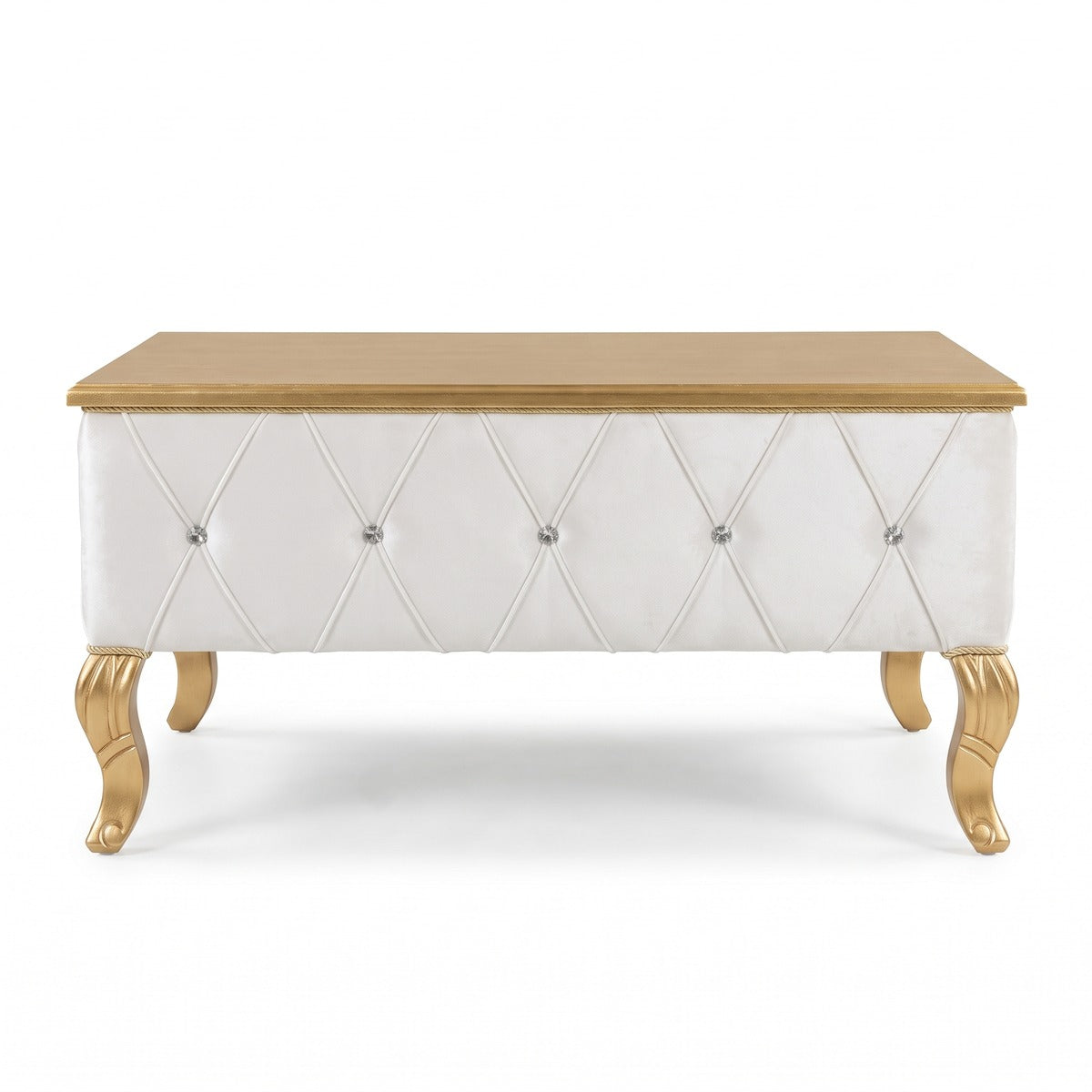Casa Padrino Luxus Barock Couchtisch Gold / Silber / Weiß / Gold - Barockstil Massivholz Wohnzimmertisch mit Glitzersteinen - Barock Möbel - Luxus Möbel im Barockstil - Edel & Prunkvoll (KI Studio)