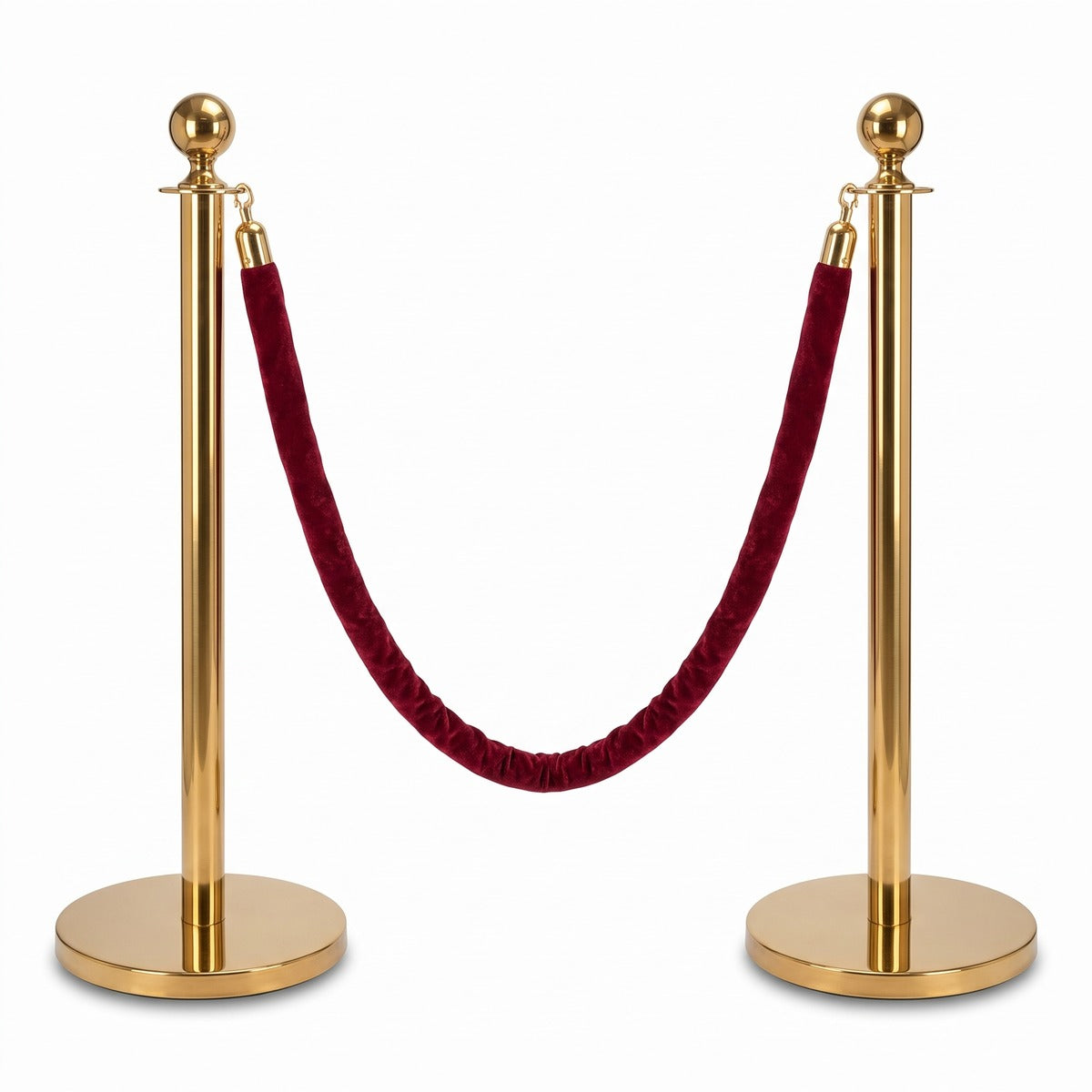 Casa Padrino Luxus VIP Absperrung Gold / Bordeauxrot Ø 32 x H. 106 cm - Absperrungsständer mit Seil - Hotel Accessoires - Restaurant Accessoires - Luxus Kollektion (KI Studio)