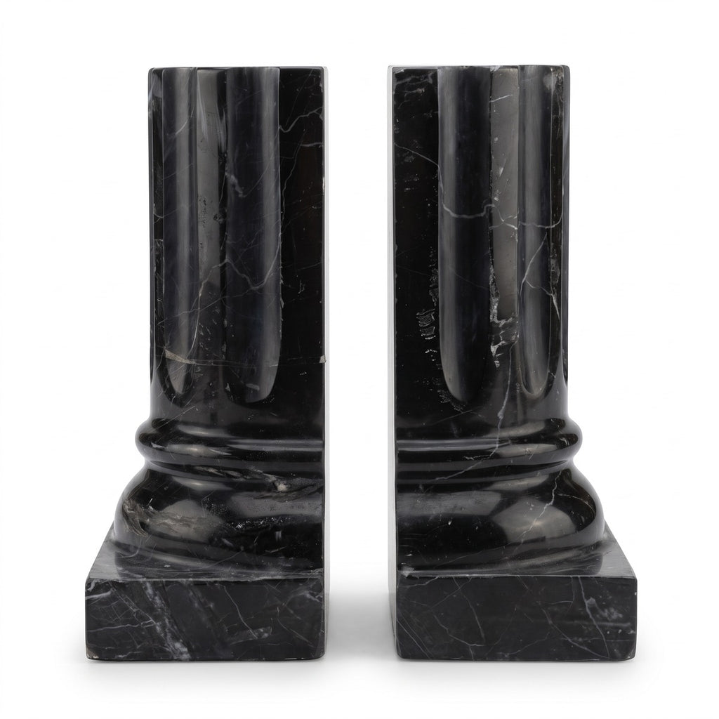 Casa Padrino Luxus Marmor Buchstützen Set Barock Säulen Schwarz H. 21 cm (KI Studio)