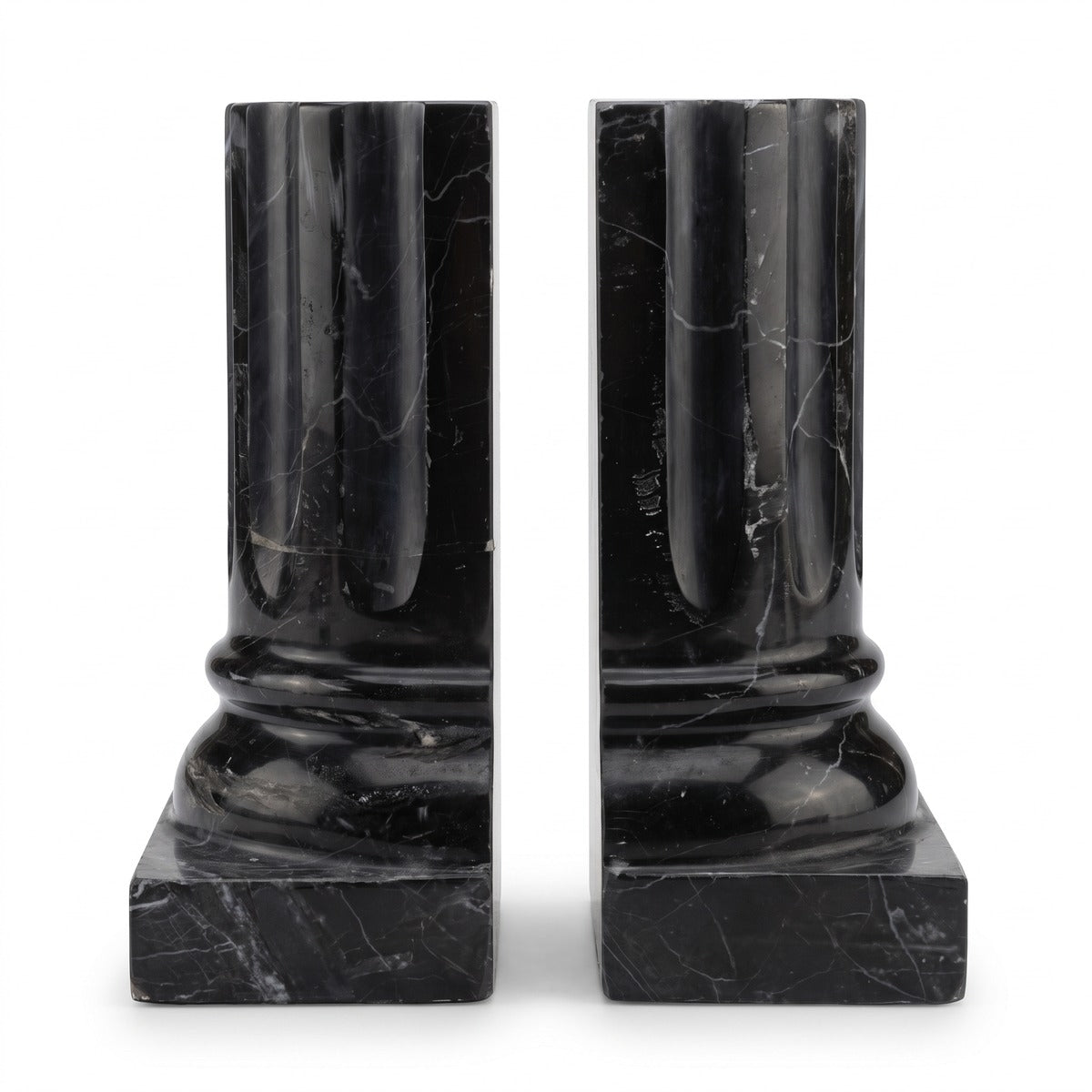 Casa Padrino Luxus Marmor Buchstützen Set Barock Säulen Schwarz H. 21 cm (KI Studio)