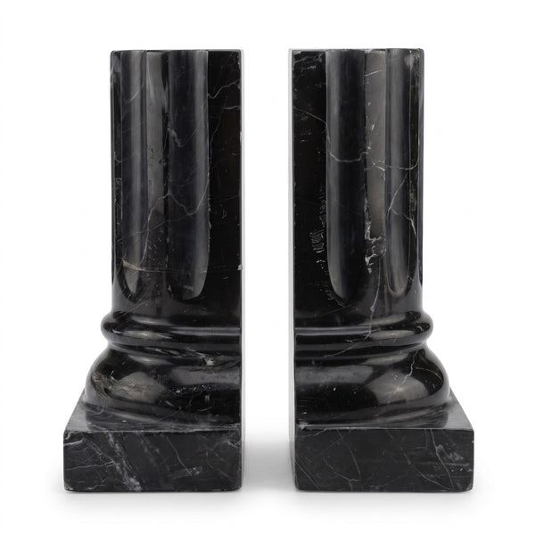 Casa Padrino Luxus Marmor Buchstützen Set Barock Säulen Schwarz H. 21 cm