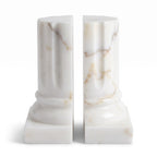 Casa Padrino Luxus Marmor Buchstützen Set Barock Säulen Weiß H. 21 cm (KI Studio)