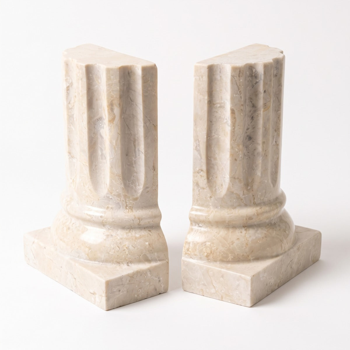 Casa Padrino Luxus Marmor Buchstützen Set Barock Säulen Creme H. 21 cm (KI Studio)