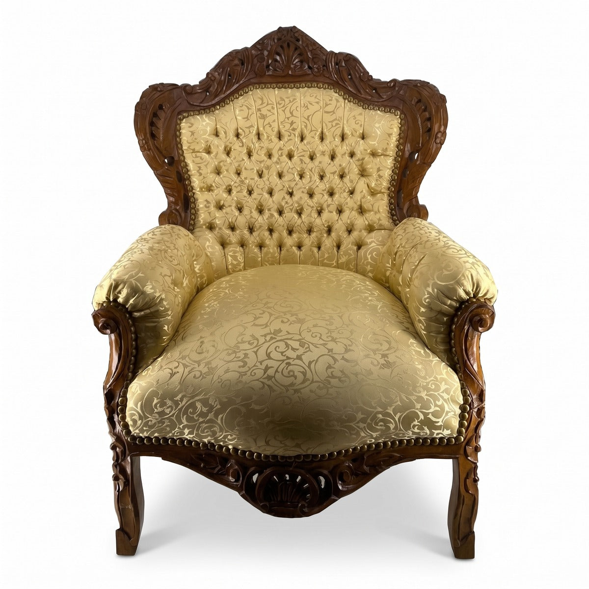 Casa Padrino Barock Wohnzimmer Sessel Gold Muster / Braun - Prunkvolle Barock Möbel (KI Studio)