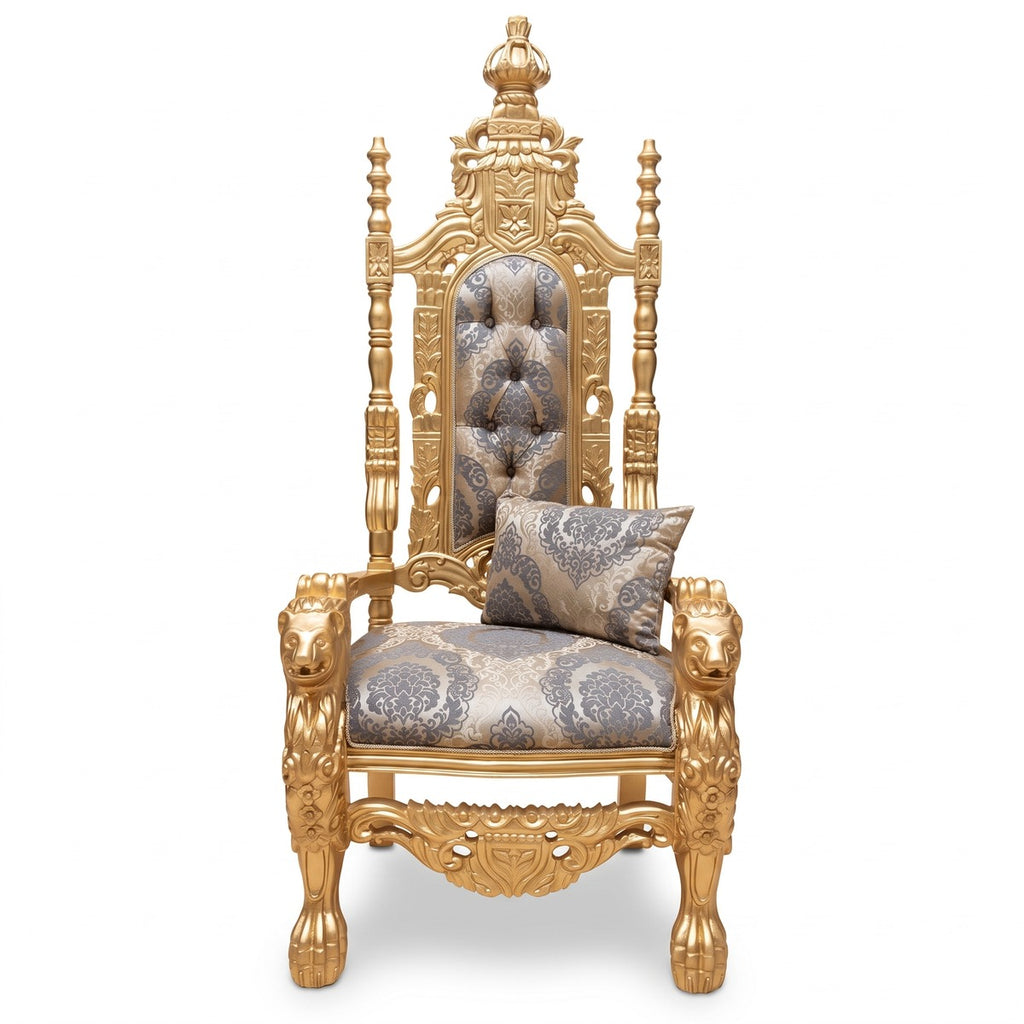 Pompöös by Casa Padrino Luxus Barock Thron Sessel Provence Gold / Grau / Gold - designed by Harald Glööckler (KI Studio)