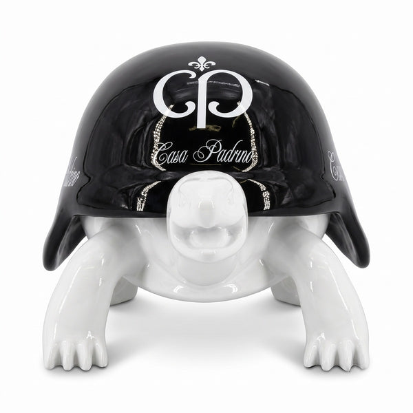 Casa Padrino figura decorativa de lujo tortuga blanco / negro 40 cm - Accesorios decorativos